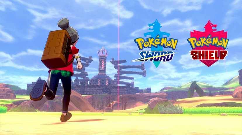Player character running across a field toward a massive castle under a blue sky with game logos in the corner.