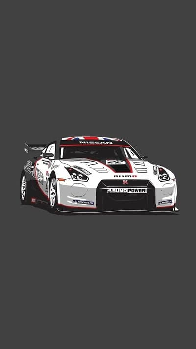 Nissan GT-R Race Car Vector Art Mobile Wallpaper