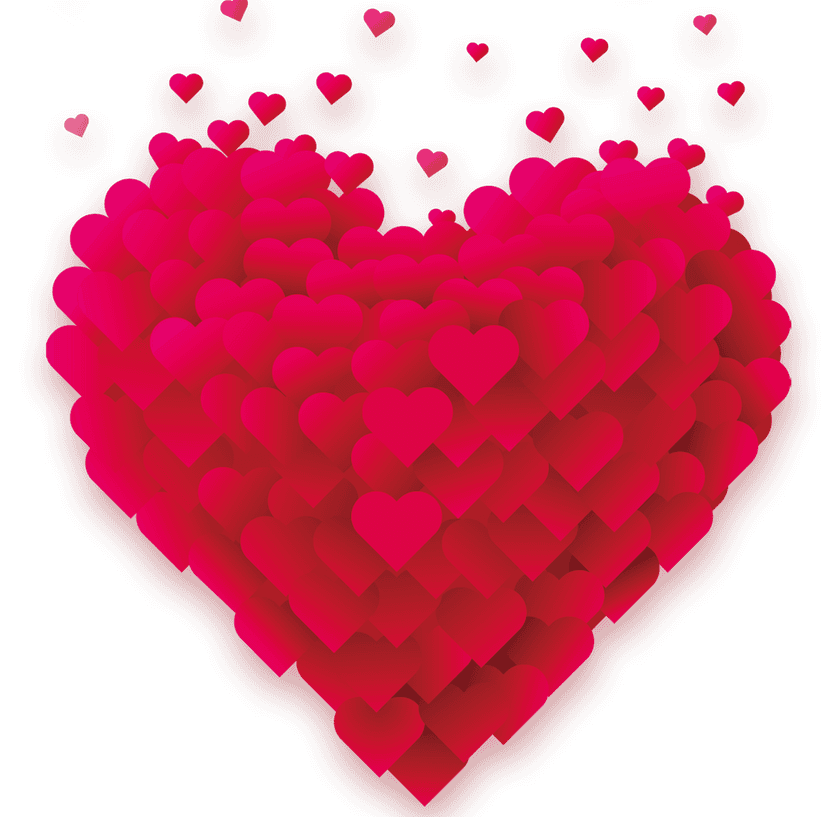 Red heart symbol displays a smooth crimson surface and symmetrical rounded lobes against a transparent background.
