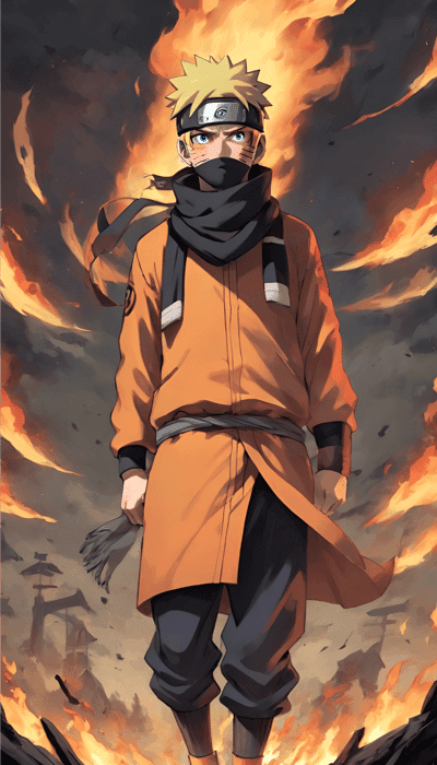 Naruto Uzumaki in Epic Battle with Flames