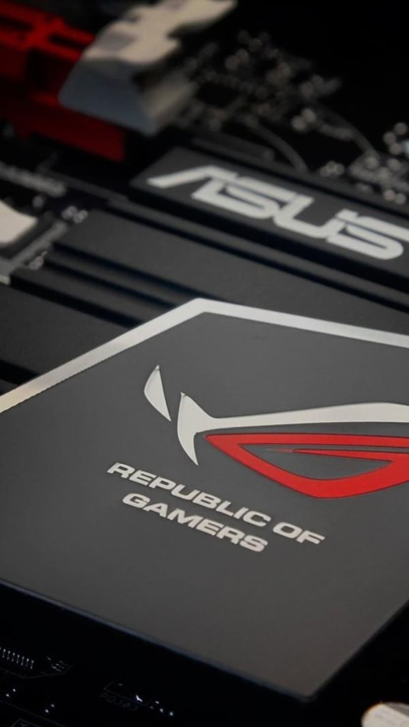 Red and black sword with an ROG logo hilt and digital tip effects displayed over a solid black background.