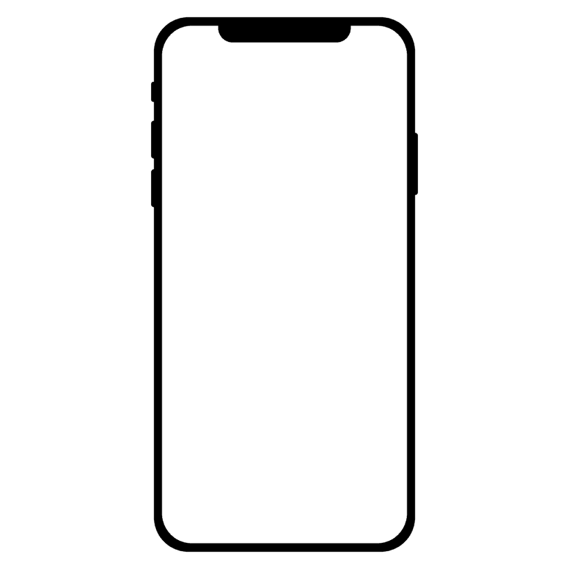 iPhone smartphone vector outlines showing minimalist black silhouettes with dynamic island and notch details.
