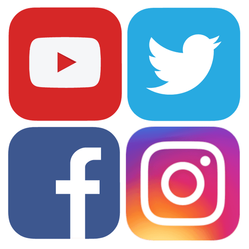 YouTube and Facebook brand logos featuring red and blue colors with official typography on transparent space.