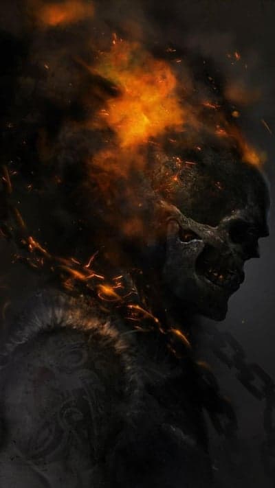 Flaming Skull and Blazing Chains Supernatural Wallpaper