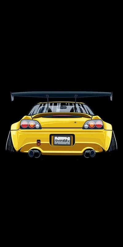 Yellow Toyota Supra with Large Rear Wing