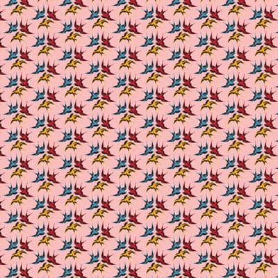 Retro Swallows Pattern Pink Background