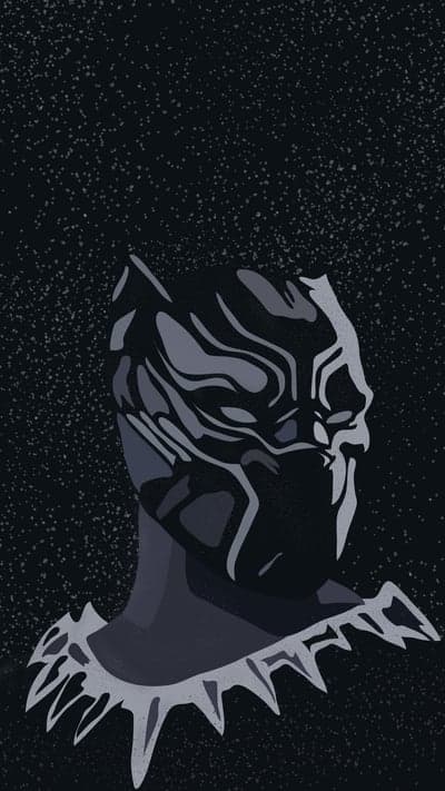 Dark Black Panther Mask Silhouette Starry Phone Wallpaper