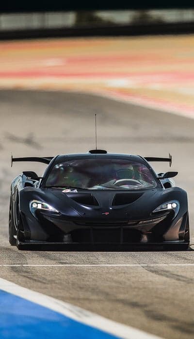 Black McLaren P1 GTR Hypercar Race Track Phone Wallpaper