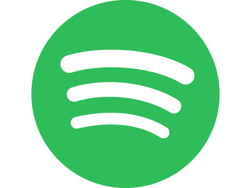 Spotify music streaming logo featuring a lime green circular icon with three black curved sound wave lines.