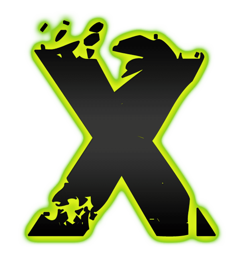 X PNG symbol with matte black geometric lines and sharp corners isolated on a transparent background.
