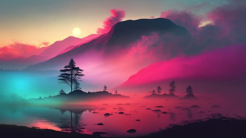 Mountain sunset landscape peaks illuminated by golden sunlight rays through dramatic layered clouds at dusk.