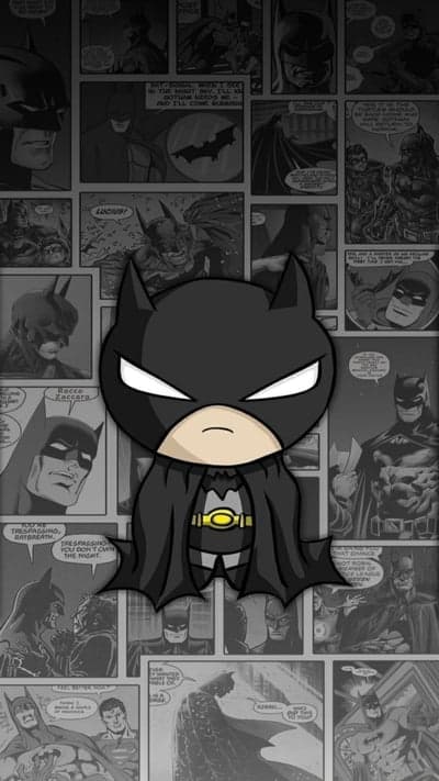 Batman Chibi Hero Phone Wallpaper Vintage Comic Art