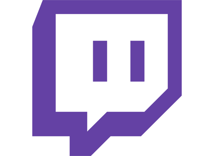 Twitch logo mascot featuring purple block lettering inside a stylized speech bubble with sharp corners.