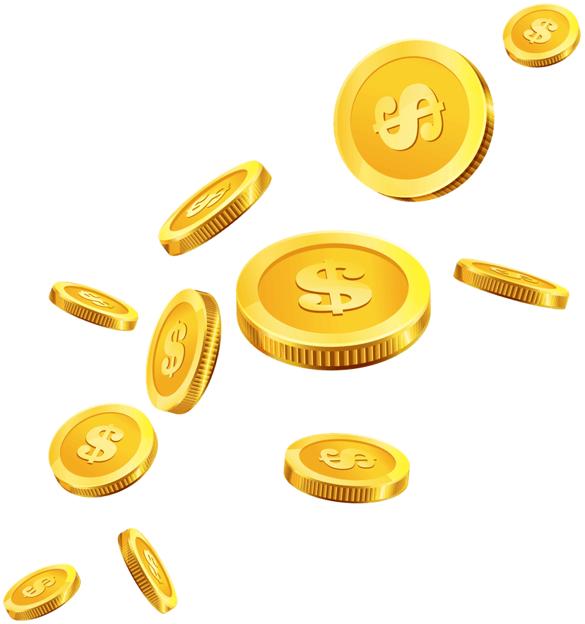 Gold coins stacked neatly featuring reflective metallic surfaces and milled edges against a transparent backdrop.