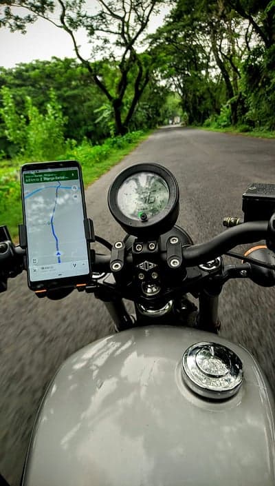 Adventure Biker GPS Navigation Scenic Forest Road Wallpaper