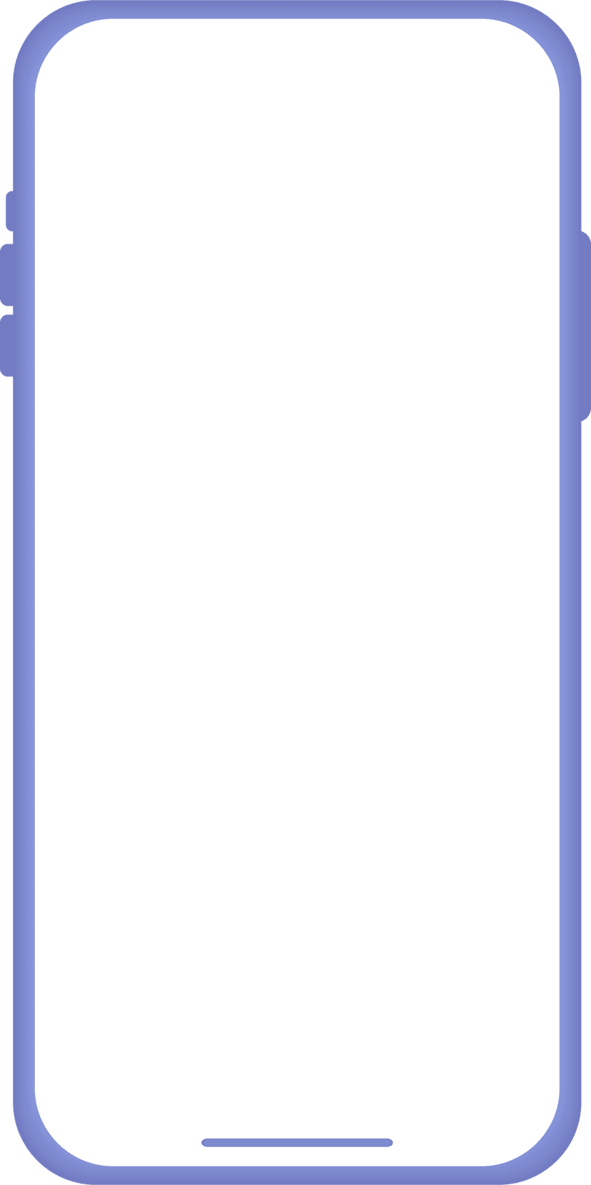 Minimalist iPhone mockup with a dynamic island cutout showing a black frame and colorful vector outline profile.