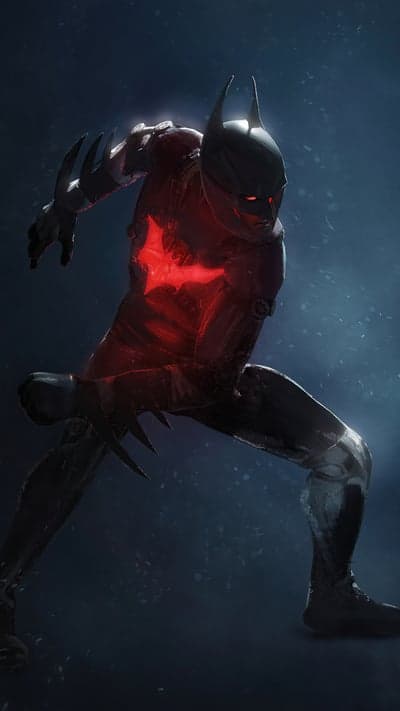 Dark Knight Batman Beyond with glowing red symbol