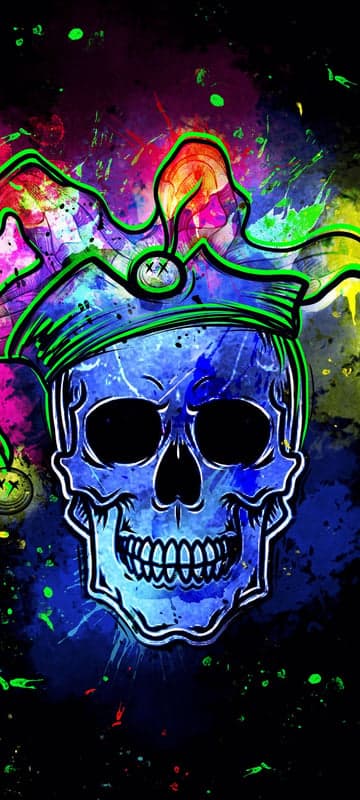 Psychedelic Blue Skull Jester Art Wallpaper