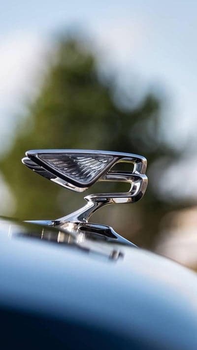 Bentley "Flying B" hood ornament shines on car