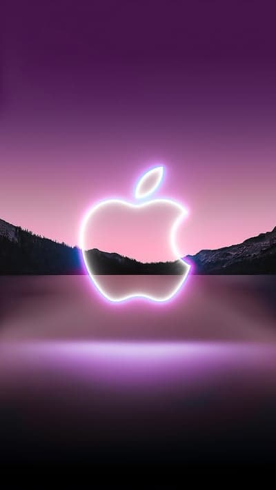 Apple Aura - Neon Logo Over Lake