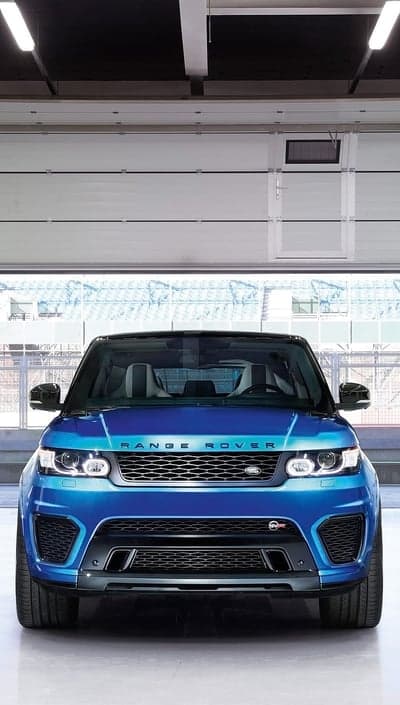 Blue Range Rover Sport SVR in a Modern Garage