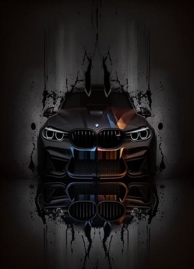 Dramatic BMW M Car Artwork with Black Splatter Effect