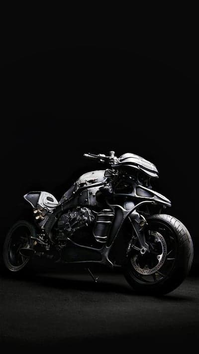 Futuristic Custom Motorcycle Art on Black Background