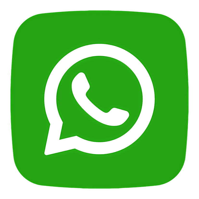 WhatsApp logo displaying a white speech bubble and telephone handset centered within a solid green circle icon.