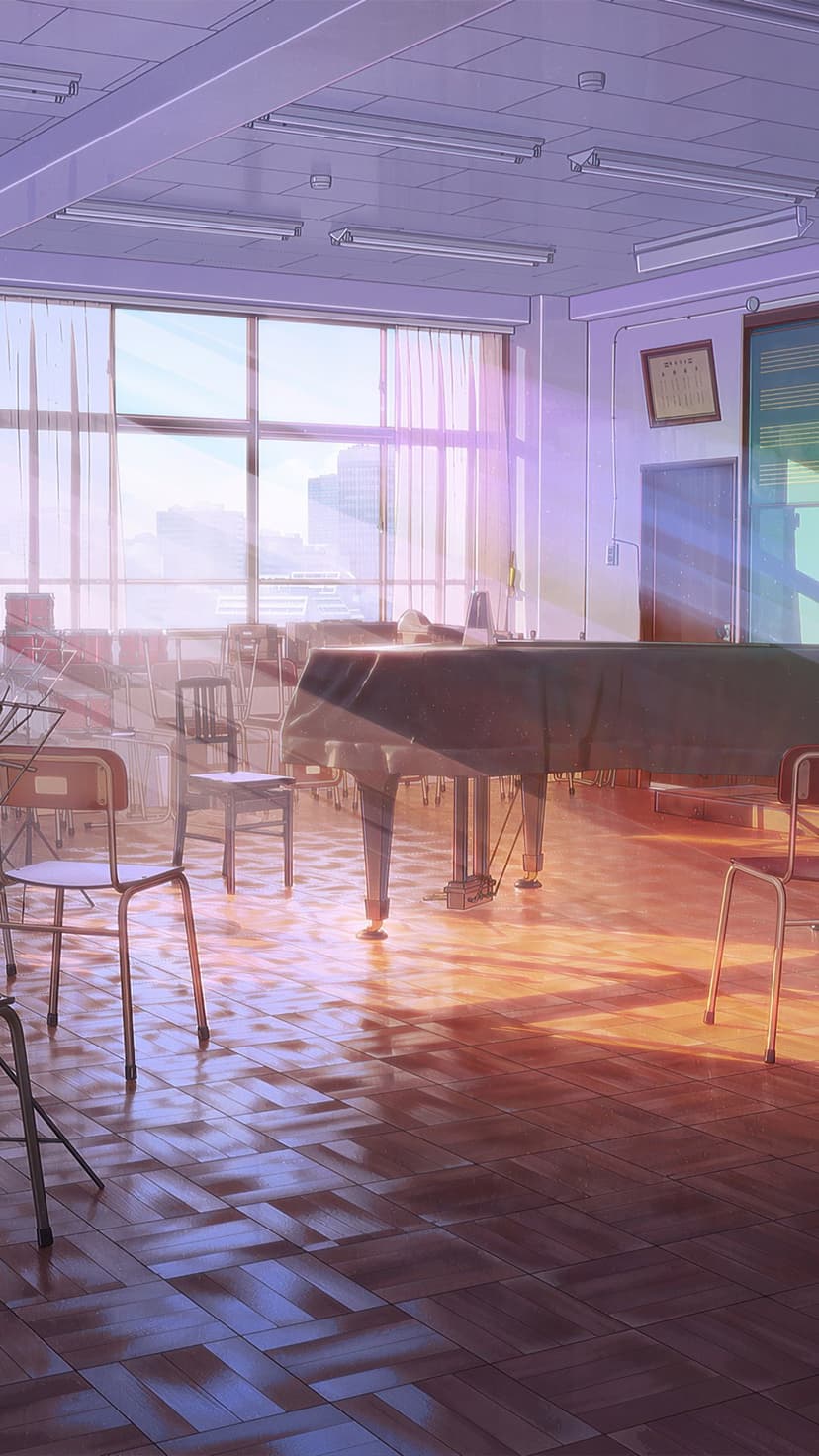 Sunlit Empty Music Classroom Aesthetic Phone Background