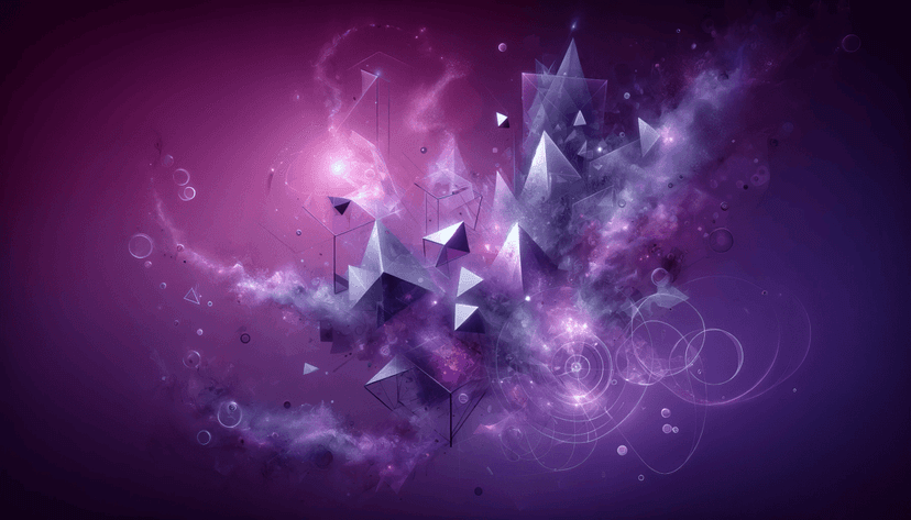 Purple abstract geometric background featuring layered 3D waves, soft neon violet gradients, and satin textures.