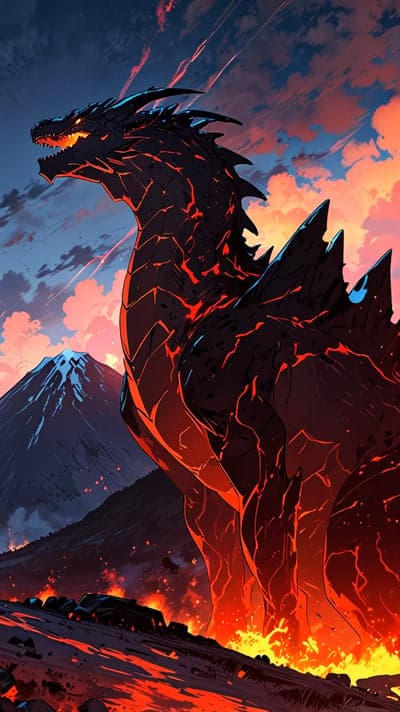 Onyx Dragon Volcanic Eruption Mobile Phone Wallpaper