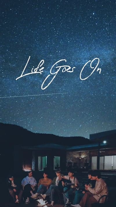 BTS Life Goes On stars night campfire portrait