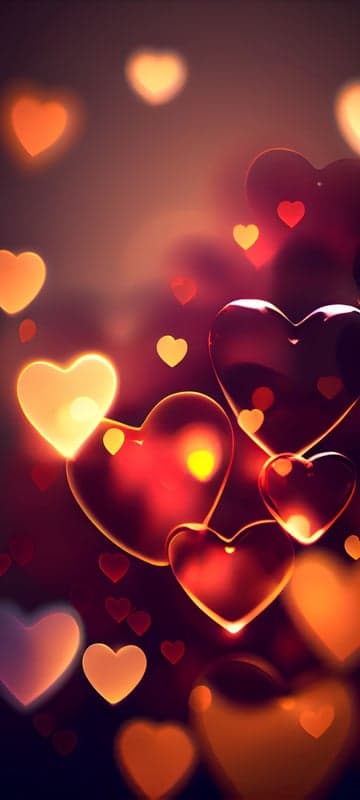 Glowing Hearts Bokeh Background - Romantic Ambiance
