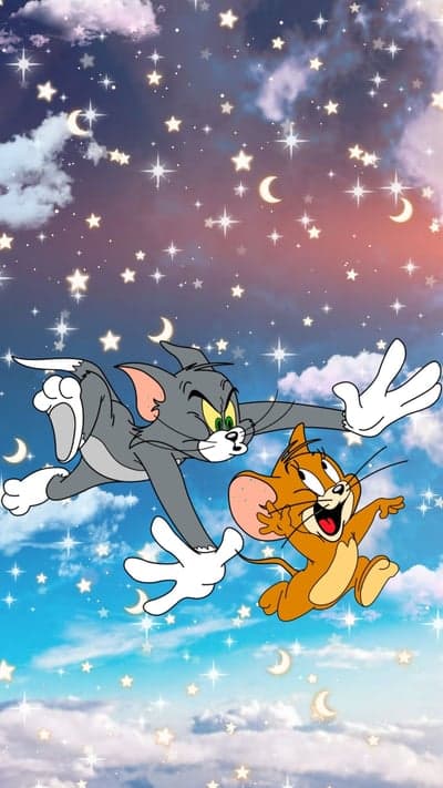 Whimsical Tom and Jerry Starry Night Phone Background