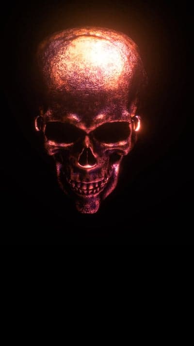 Glowing Red Skull in Darkness - Eerie Horror Aesthetic