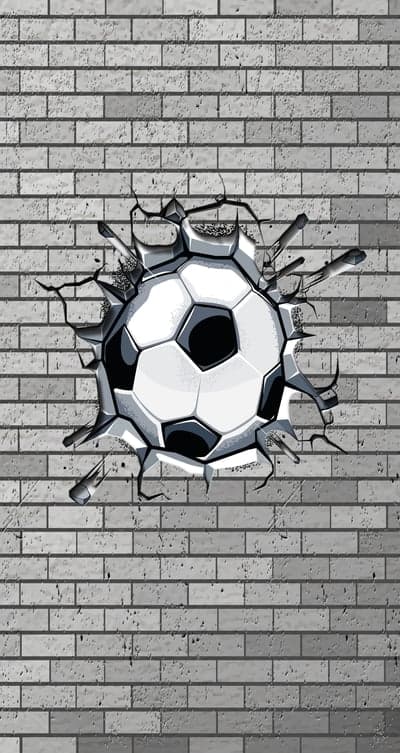 Dynamic Football Impact Through Stone Wall Tablet Background