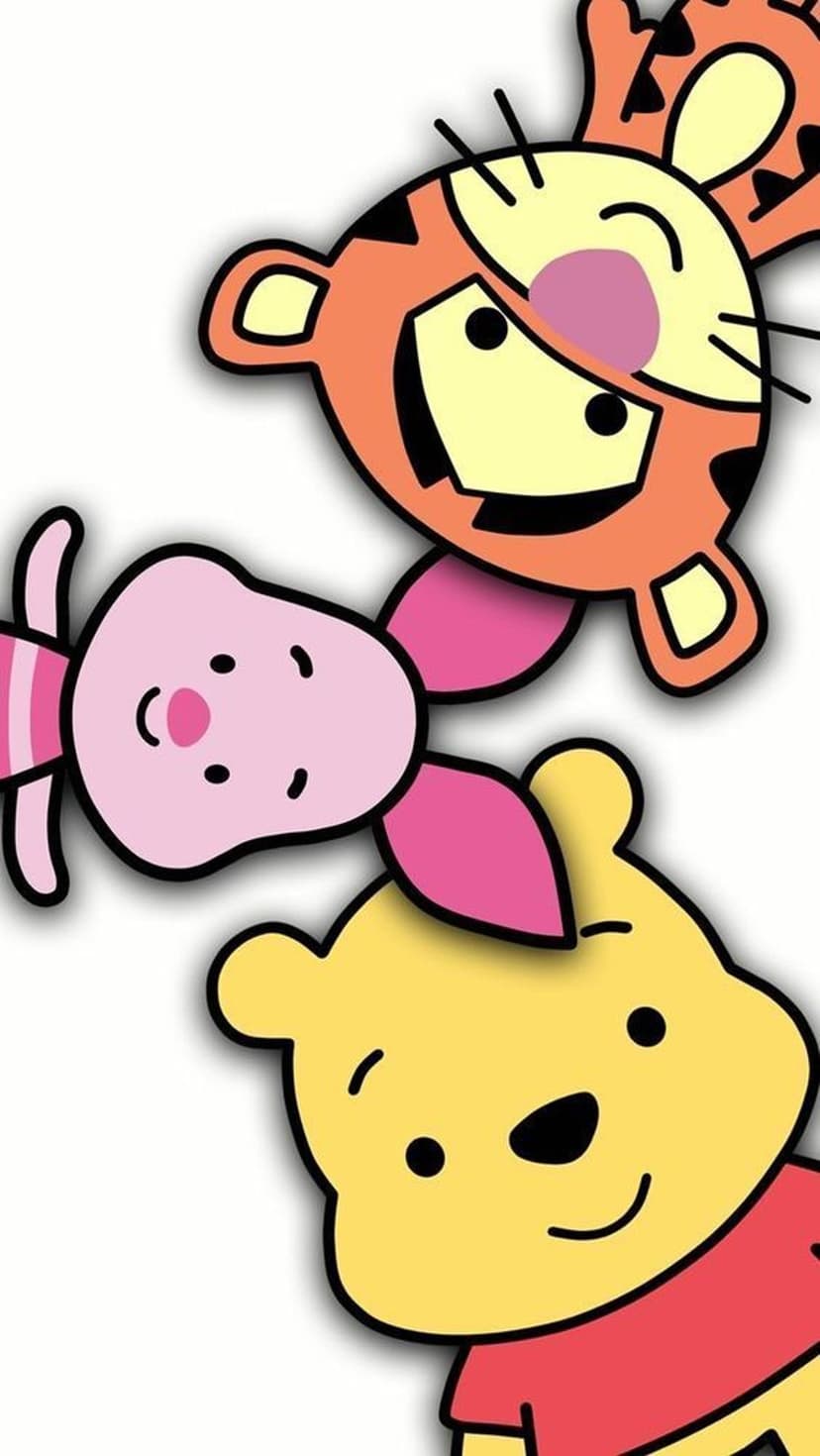 Bugs Bunny, Minnie Mouse, and Winnie the Pooh appear in vibrant portraits on colorful phone screen backgrounds.