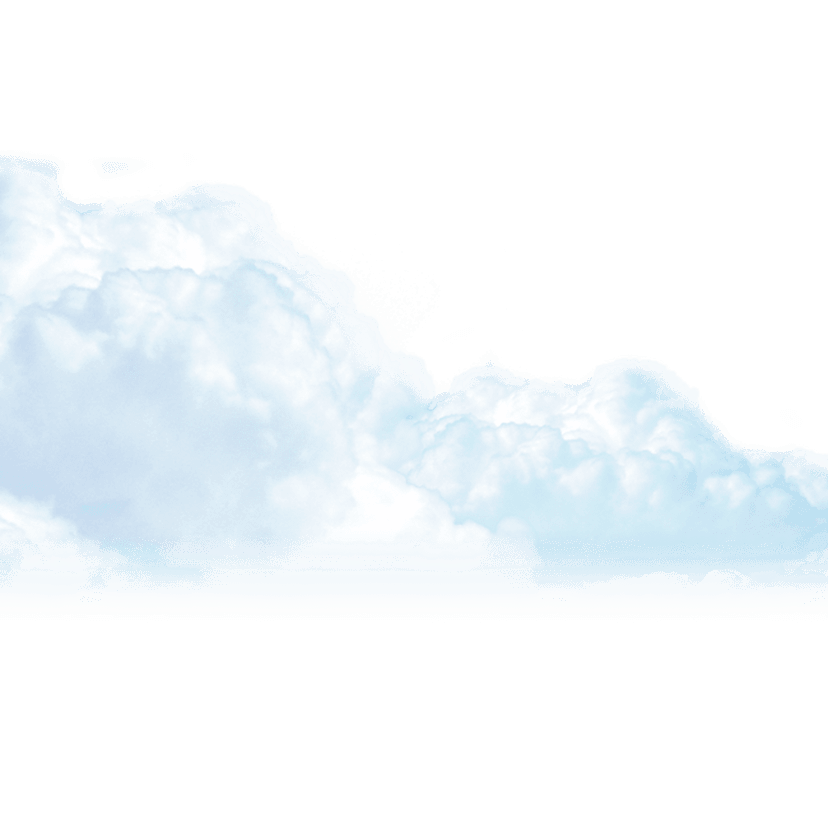 White clouds drift across a textured blue sky background with a diagonal composition and soft natural lighting.