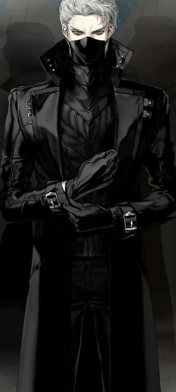 Mysterious Man in Black Leather with Mask