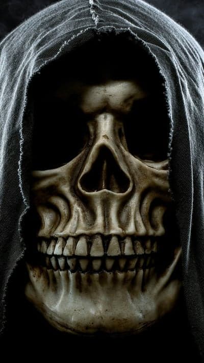 Grim Reaper Skull Hooded Figure Dark Scary Halloween