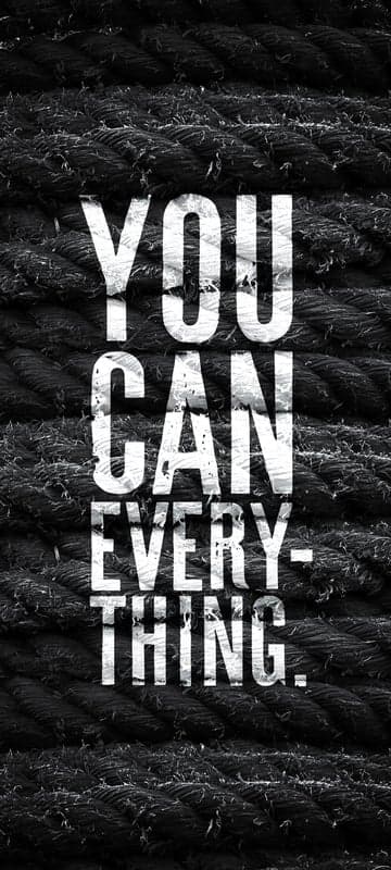 Inspirational quote 'You Can Everything' on textured rope background
