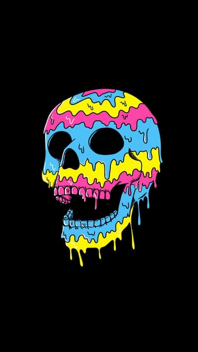 Vibrant Melting Skull Art Phone and Tablet Wallpaper