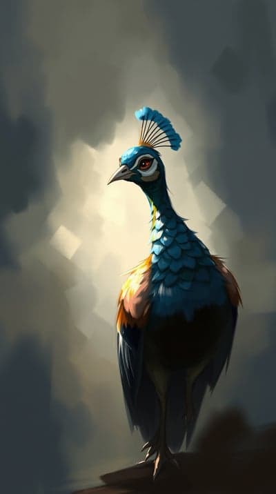 Majestic Peacock with Blue Crest in Dramatic Light