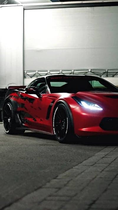 Custom Red Corvette Z06 with Unique Graphics