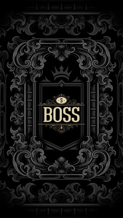 Gold Boss Text with Ornate Black Background