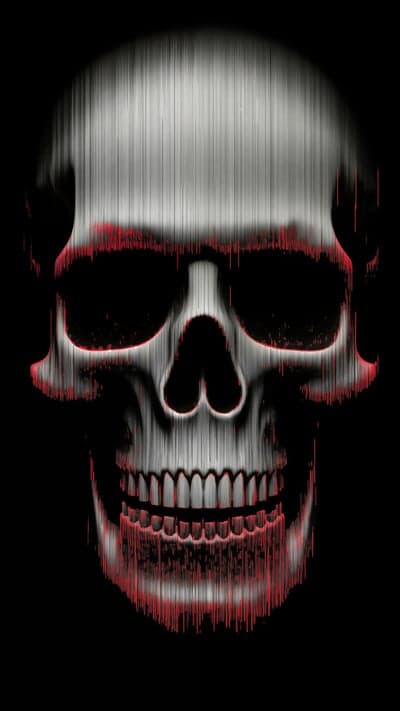 Abstract Red Glitch Skull Background for Tablet Screens