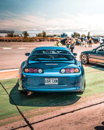 Blue Toyota Supra Race Track Aesthetic Phone Wallpaper