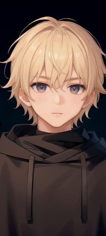 Anime Boy with Blonde Hair and Hoodie