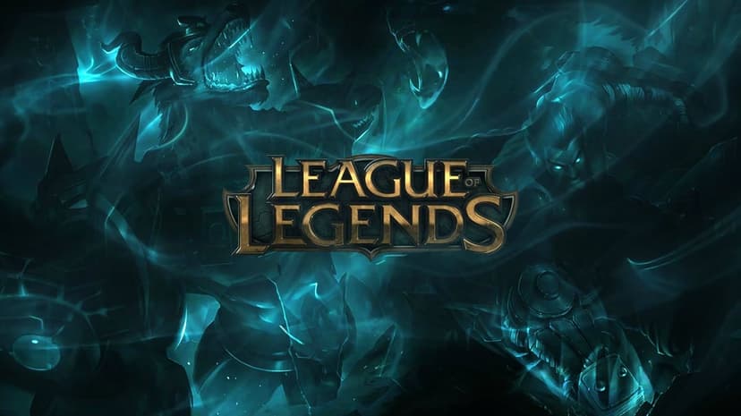 Spectral silhouettes of Renekton and Darius in glowing teal mist surrounding a centered golden League of Legends logo.
