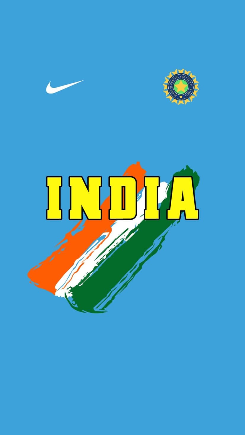 Indian flag brushstrokes and yellow typography sit on a blue backdrop with sports logos for a phone screen.